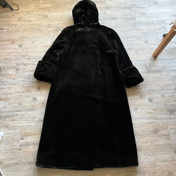 Midnight Velvet Long Coat Women Large Black Gothic Victorian Vintage Opera Hood - Picture 9 of 13